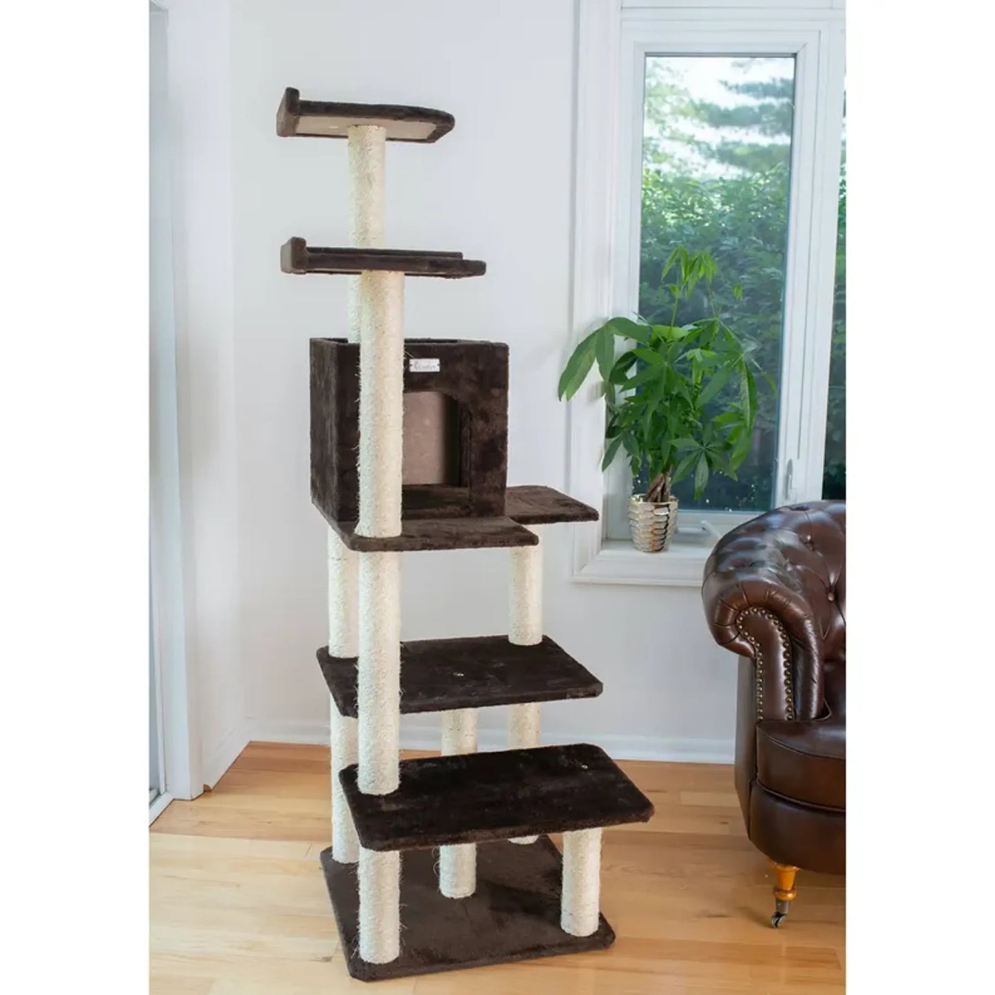 GleePet 66-Inch Real Wood Cat Climber with 4 Levels