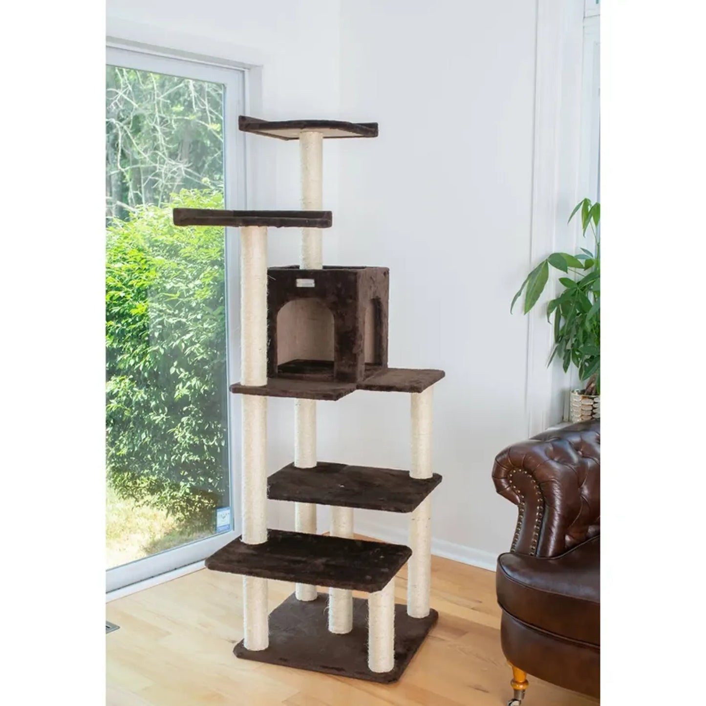 GleePet 66-Inch Real Wood Cat Climber with 4 Levels