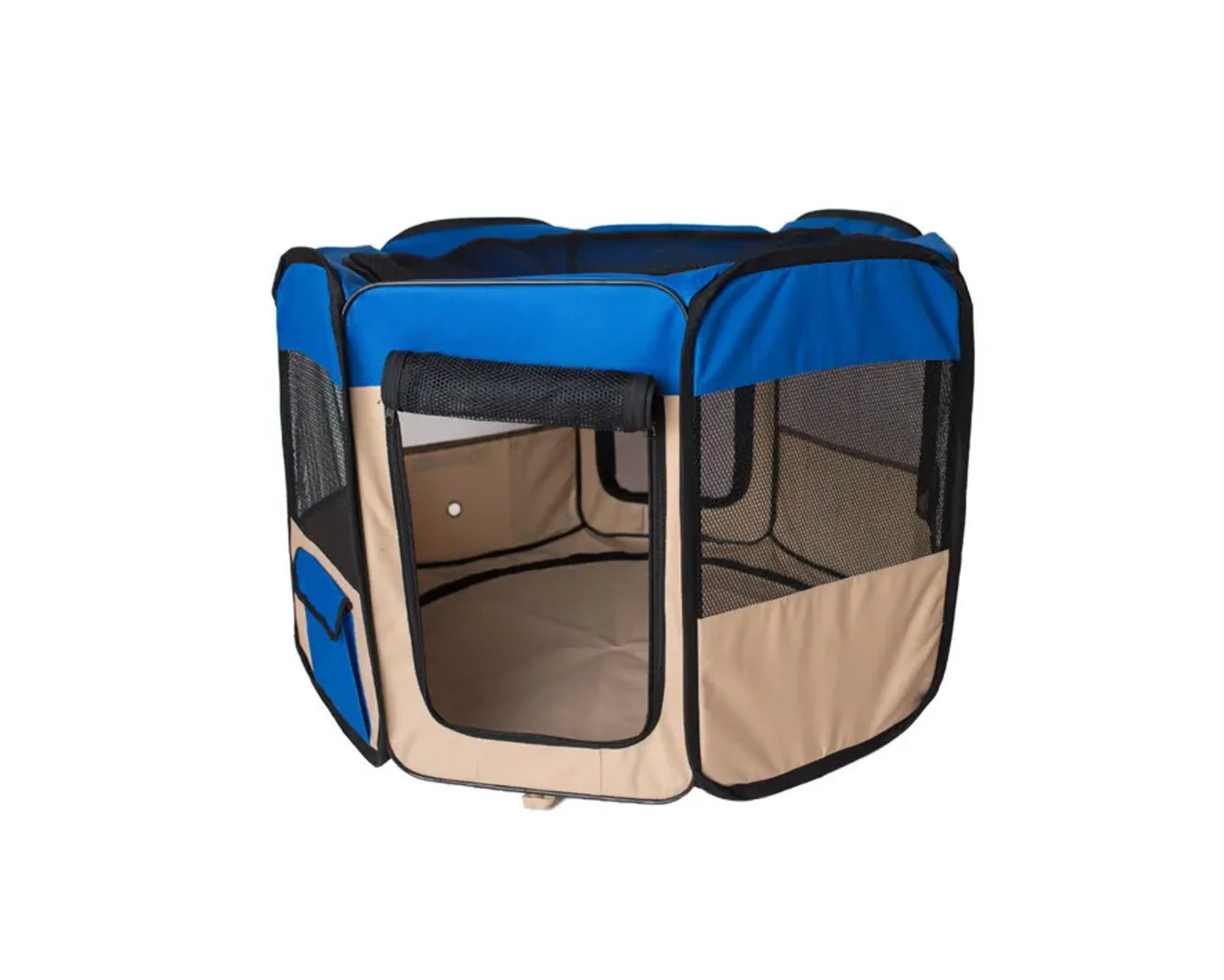 Armarkat Portable Pet Playpen - Blue and Beige Combo