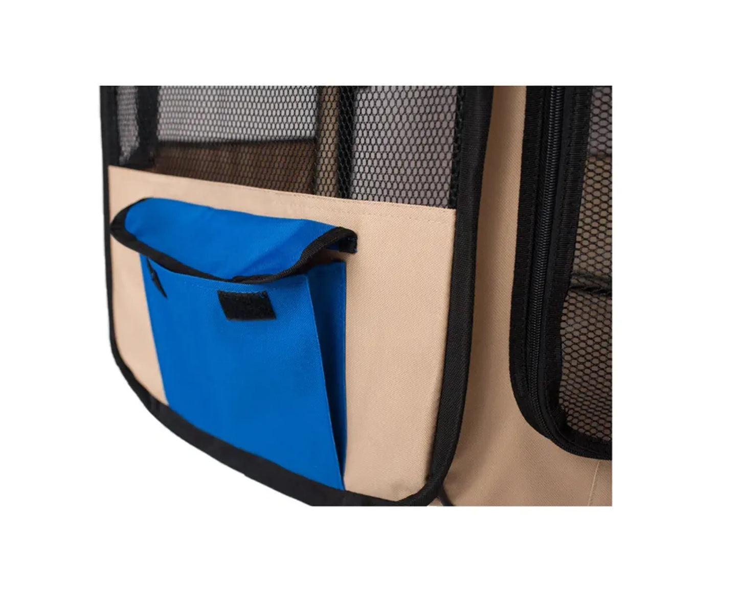 Armarkat Portable Pet Playpen - Blue and Beige Combo