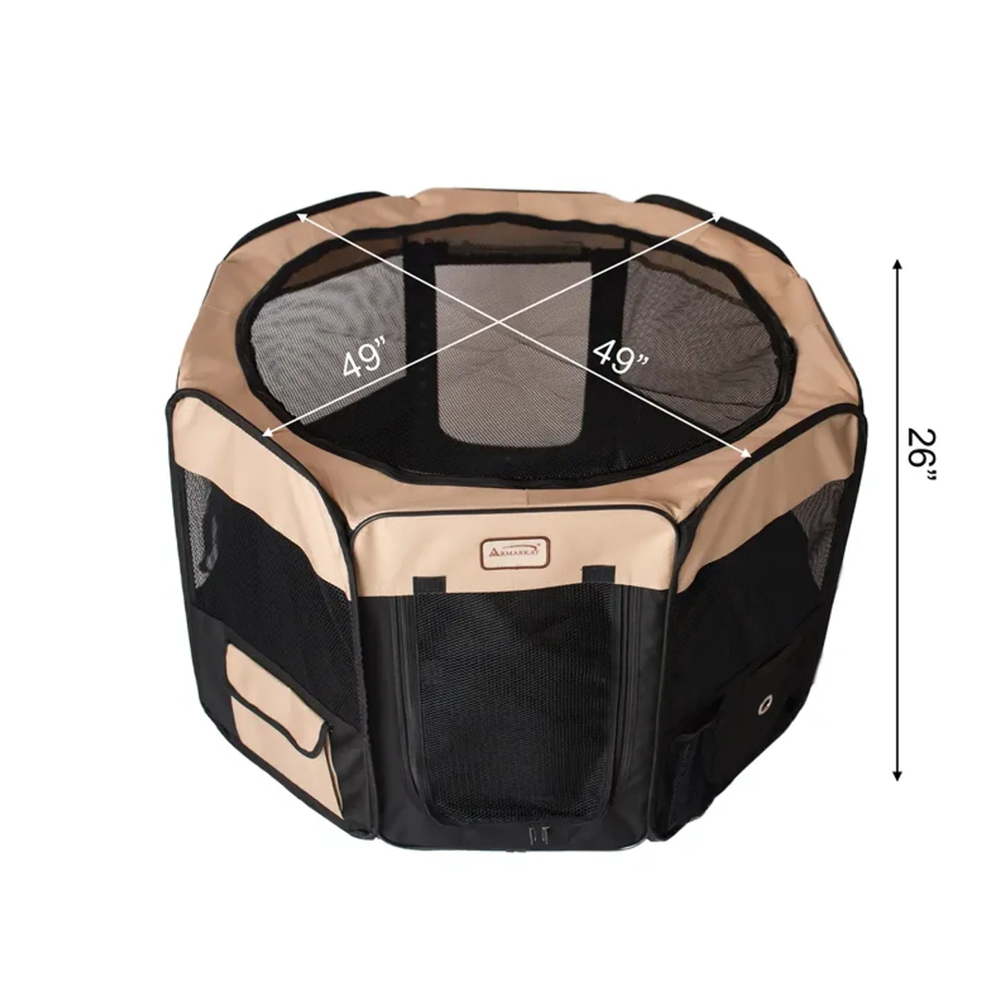 Armarkat Portable Pet Playpen - Black and Beige Combo