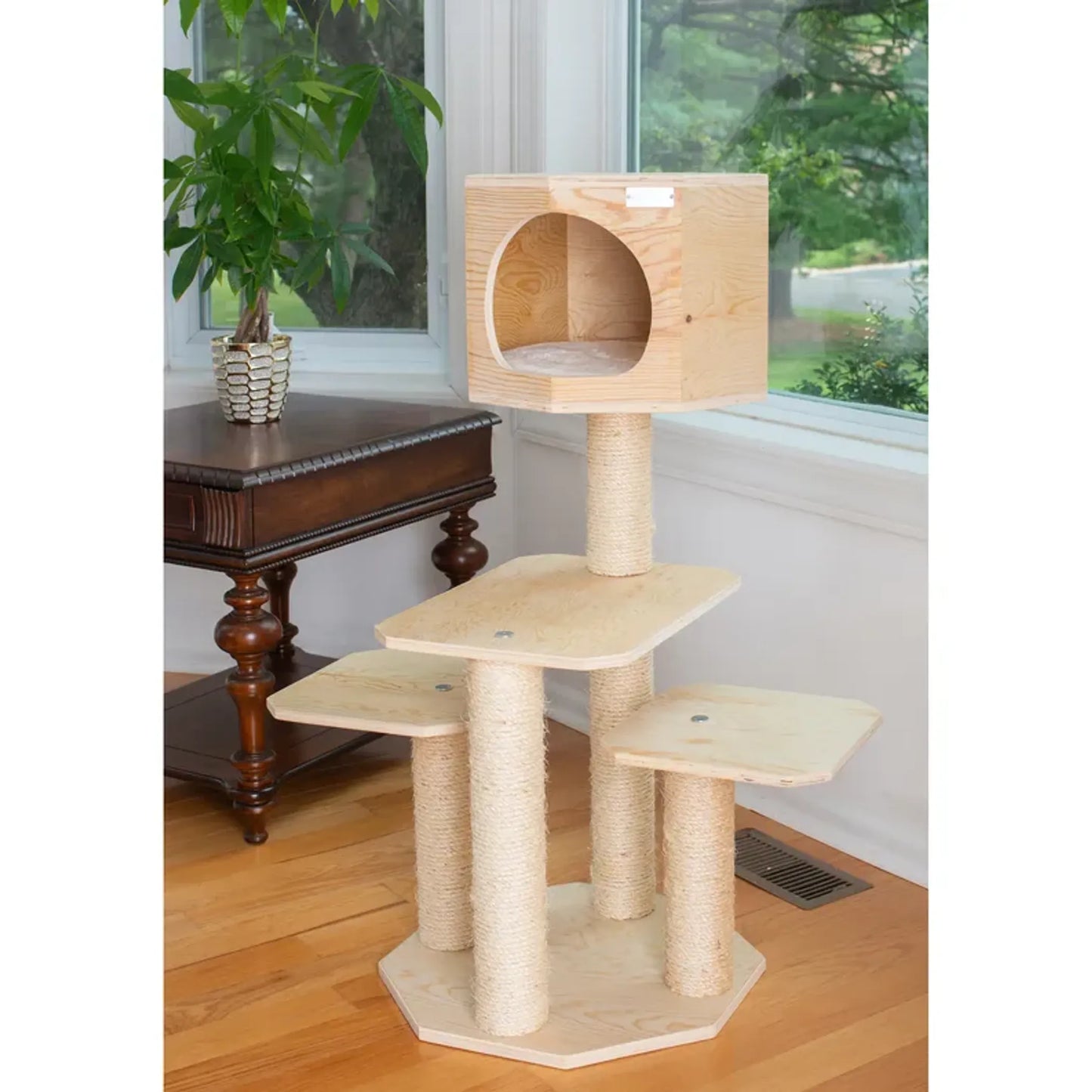 Armarkat Premium Scots Pine Cat Tree - Solid Wood Multi-Level Cat Playground