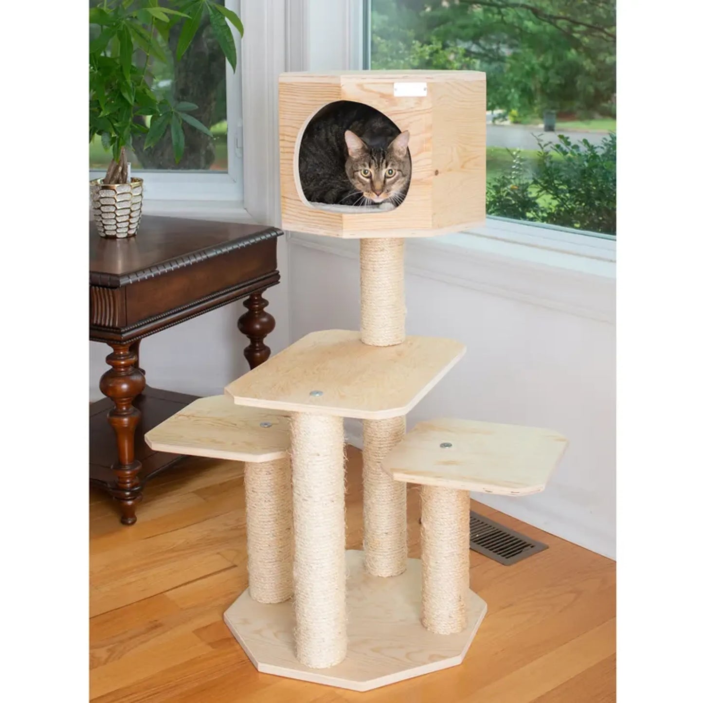 Armarkat Premium Scots Pine Cat Tree - Solid Wood Multi-Level Cat Playground