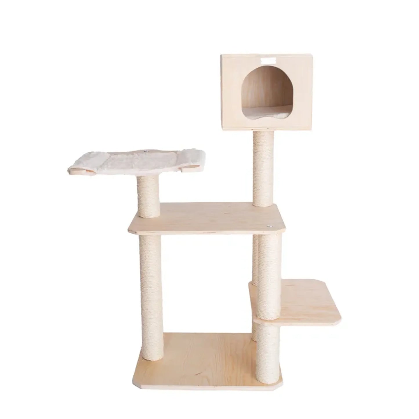 Premium Scots Pine Solid Wood Cat Tree - Multi-Level Pet Climber