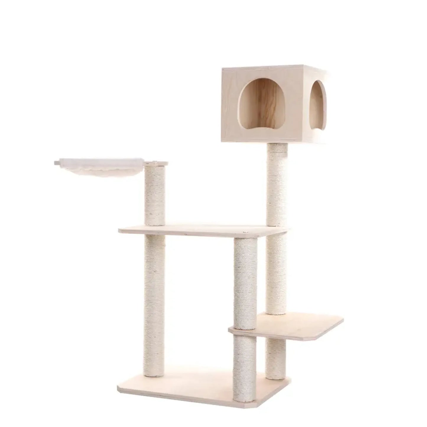 Premium Scots Pine Solid Wood Cat Tree - Multi-Level Pet Climber
