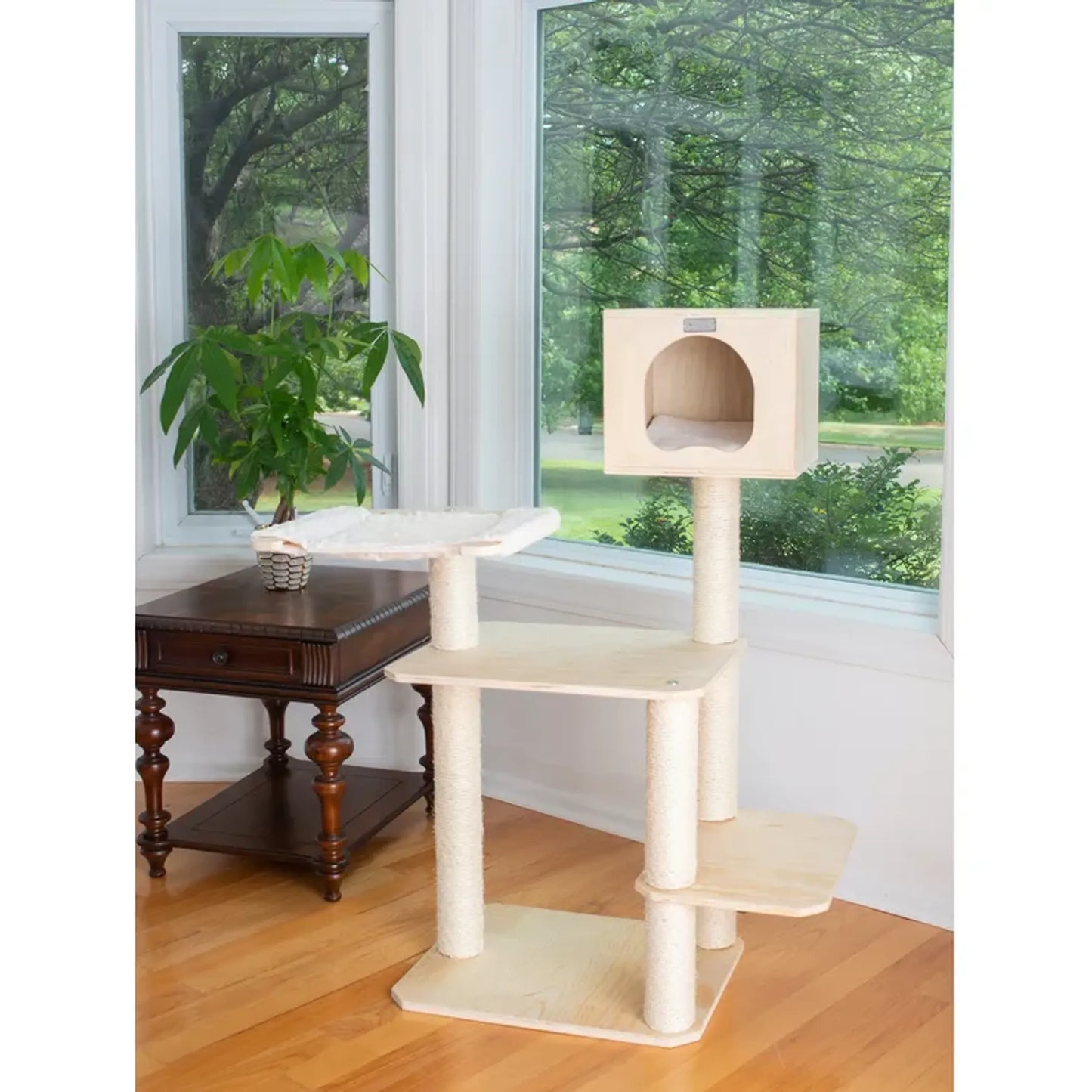 Premium Scots Pine Solid Wood Cat Tree - Multi-Level Pet Climber