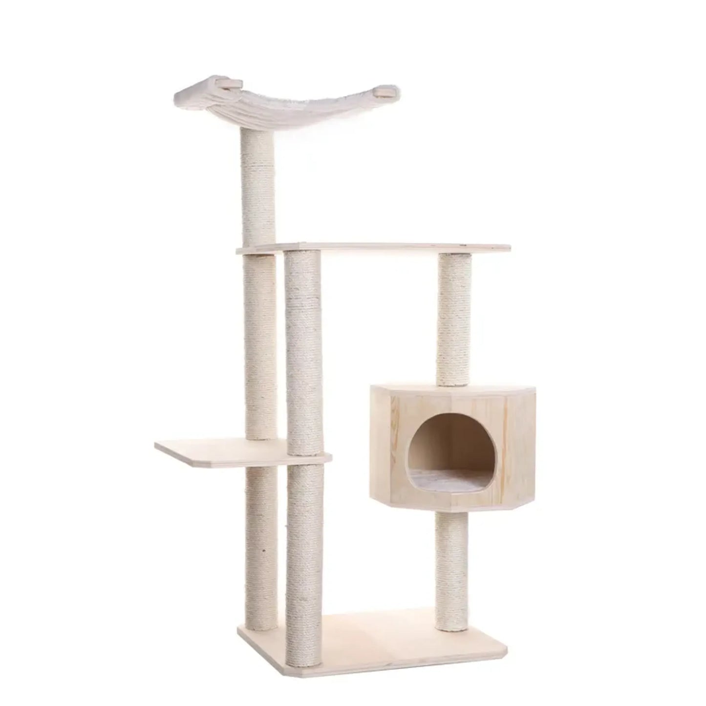 Premium Scots Pine Cat Tree with Three Levels - Real Wood Pet Climber