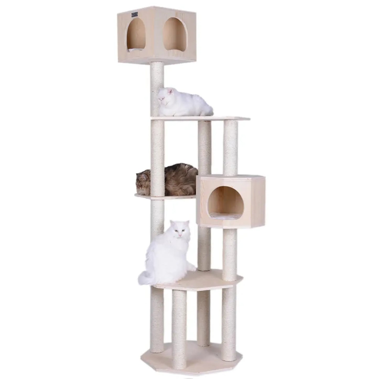 Premium Scots Pine Cat Tree - Tall Sturdy Cat Tower for Multiple Cats