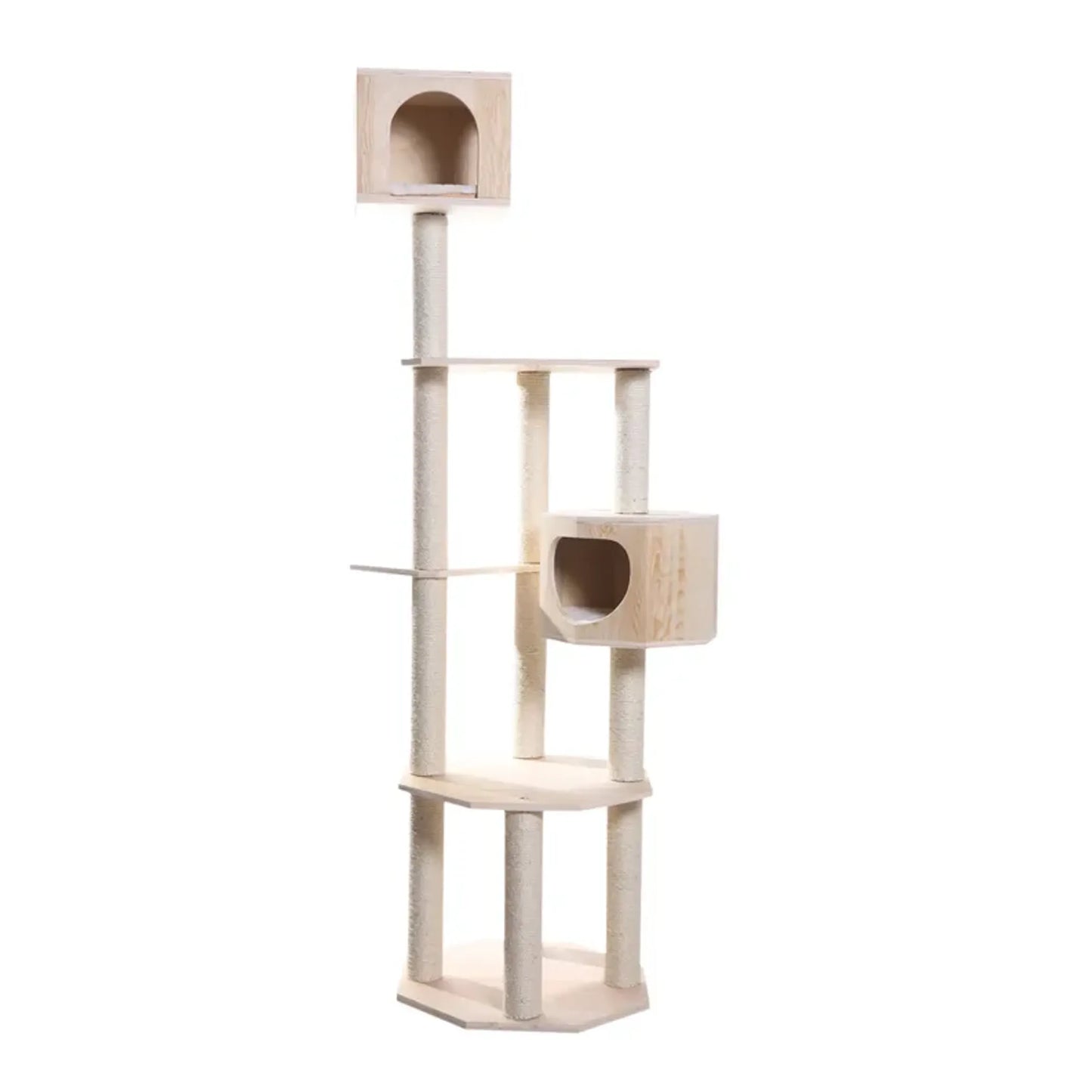 Premium Scots Pine Cat Tree - Tall Sturdy Cat Tower for Multiple Cats