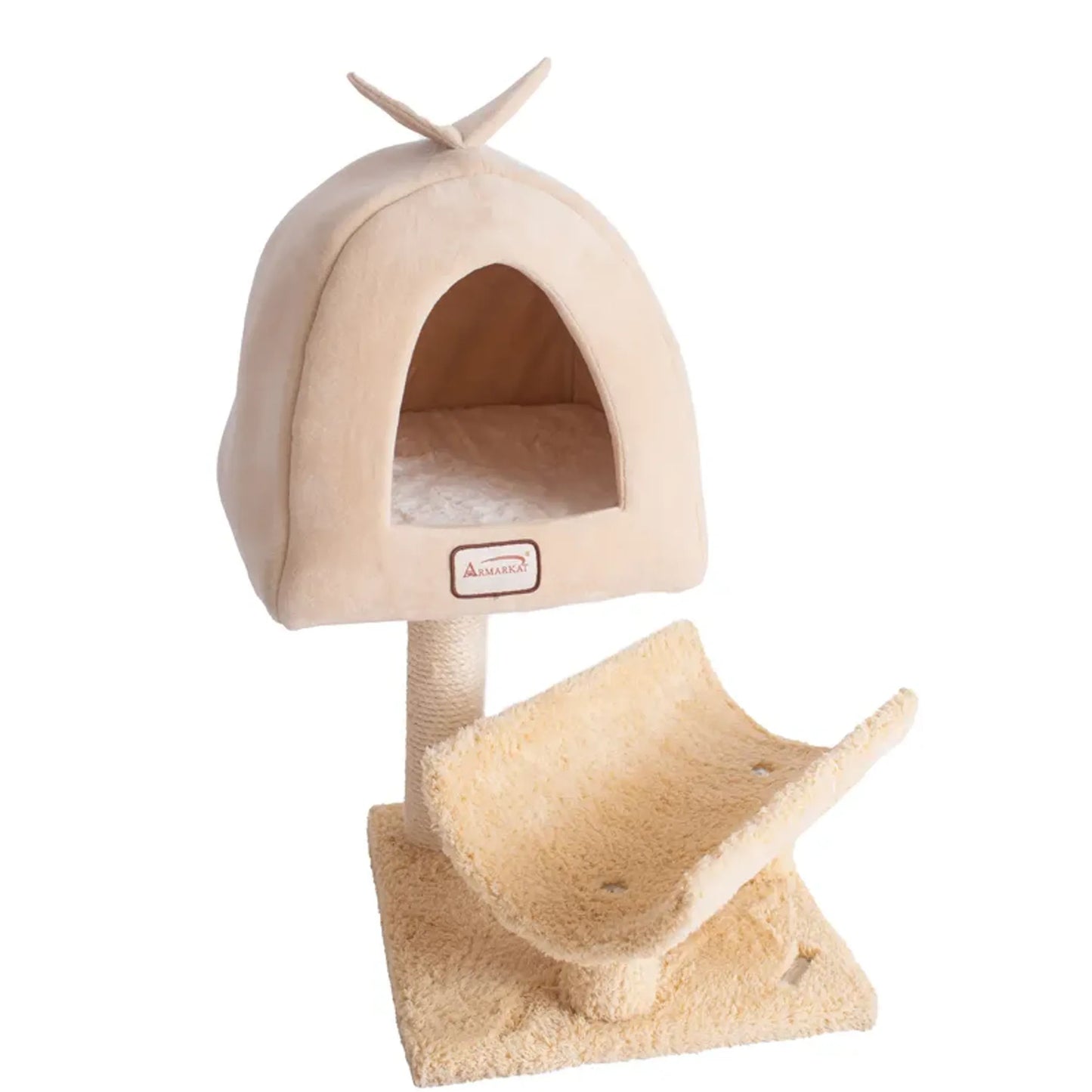 Armarkat Cat Condo with Real Wood Scratching Post - Feline Comfort and Fun
