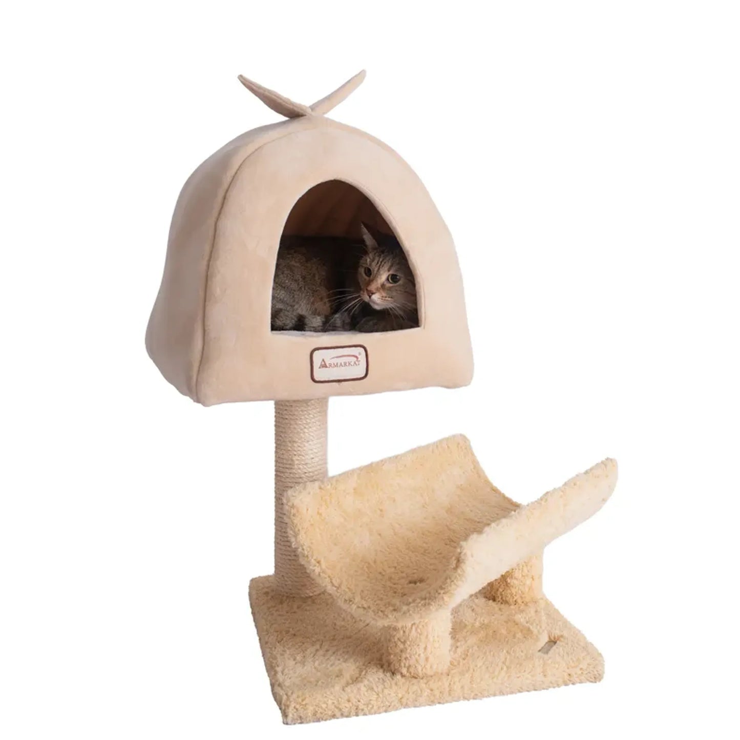 Armarkat Cat Condo with Real Wood Scratching Post - Feline Comfort and Fun