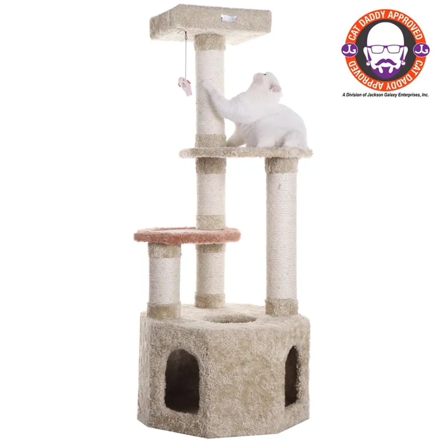 Armarkat Premium Carpeted Real Wood Cat Tree Condo with Playhouse