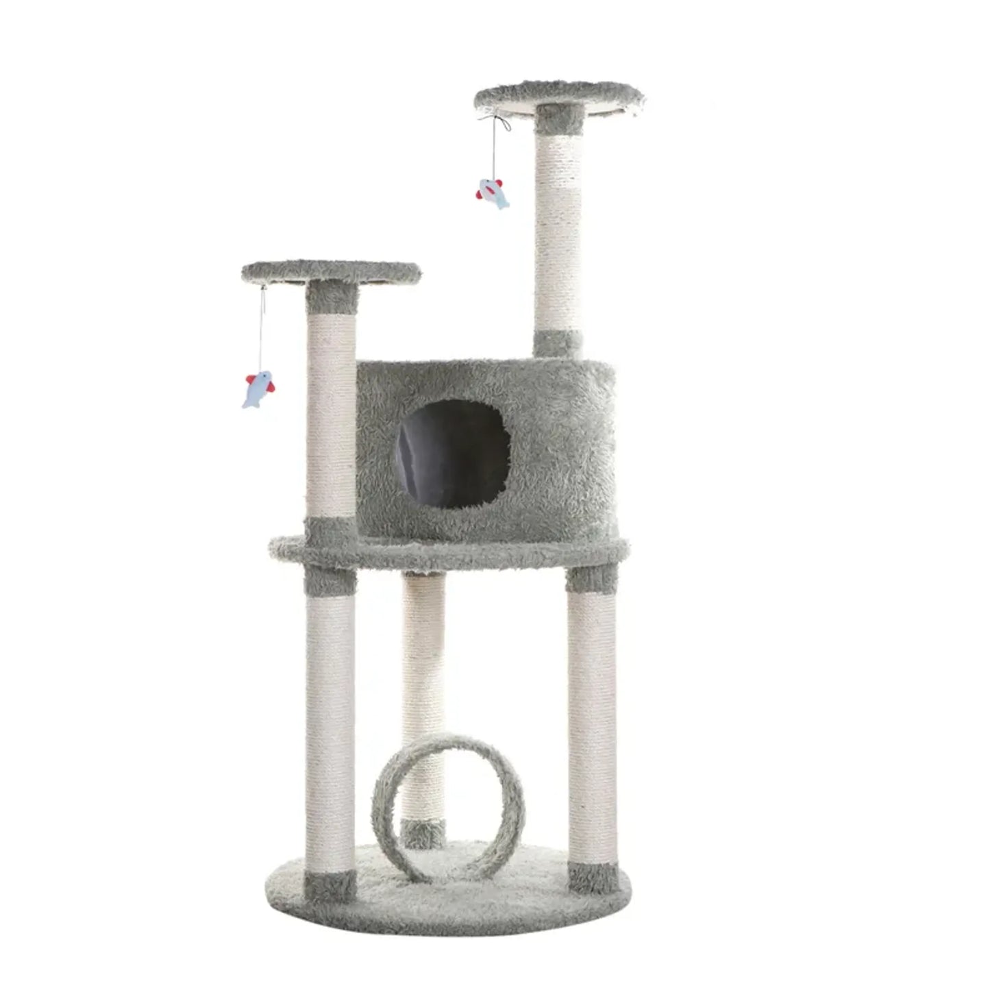 Real Wood Cat Condo with Sisal Covered Scratcher - Indoor Pet Climber