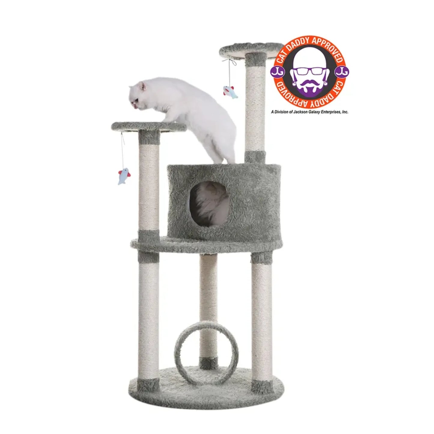 Real Wood Cat Condo with Sisal Covered Scratcher - Indoor Pet Climber