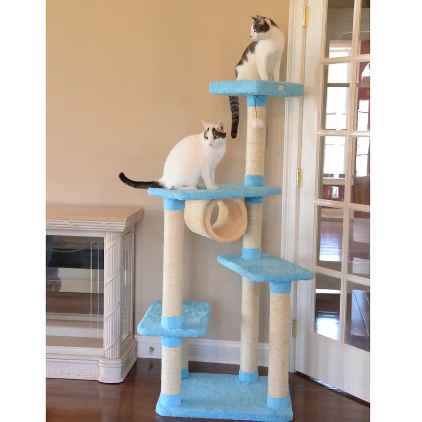 Armarkat Premium Cat Tree with Perch and Tunnel - Ultra-Soft Faux Fleece Covering