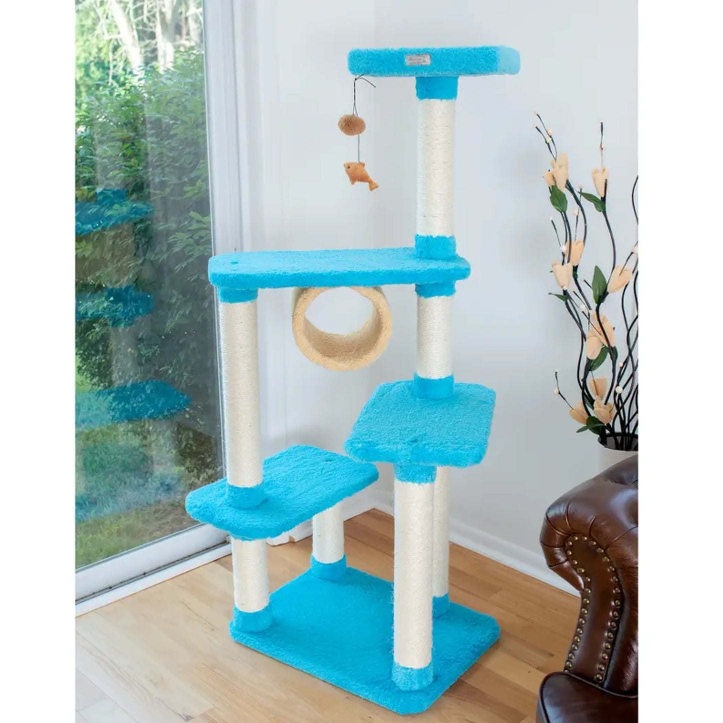 Armarkat Premium Cat Tree with Perch and Tunnel - Ultra-Soft Faux Fleece Covering