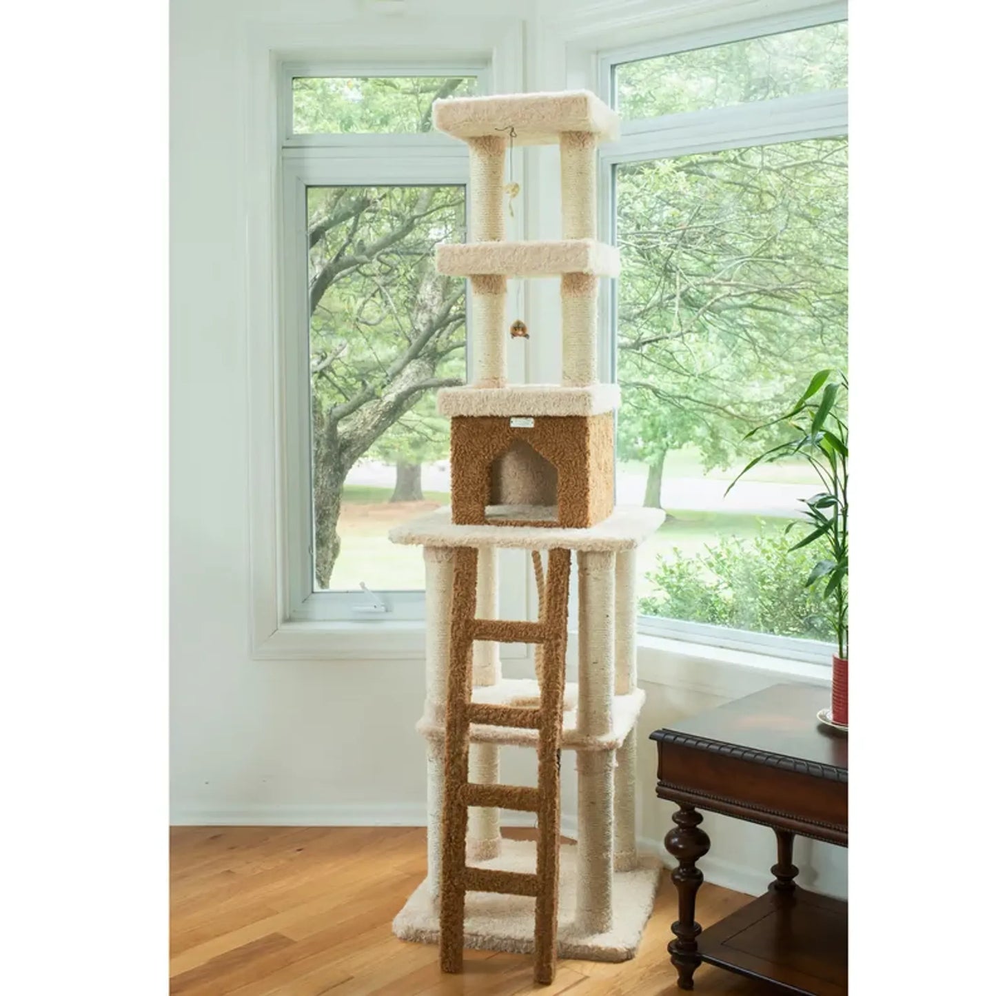 Real Wood Multi-Level Cat Tower - Fun & Comfort in One!