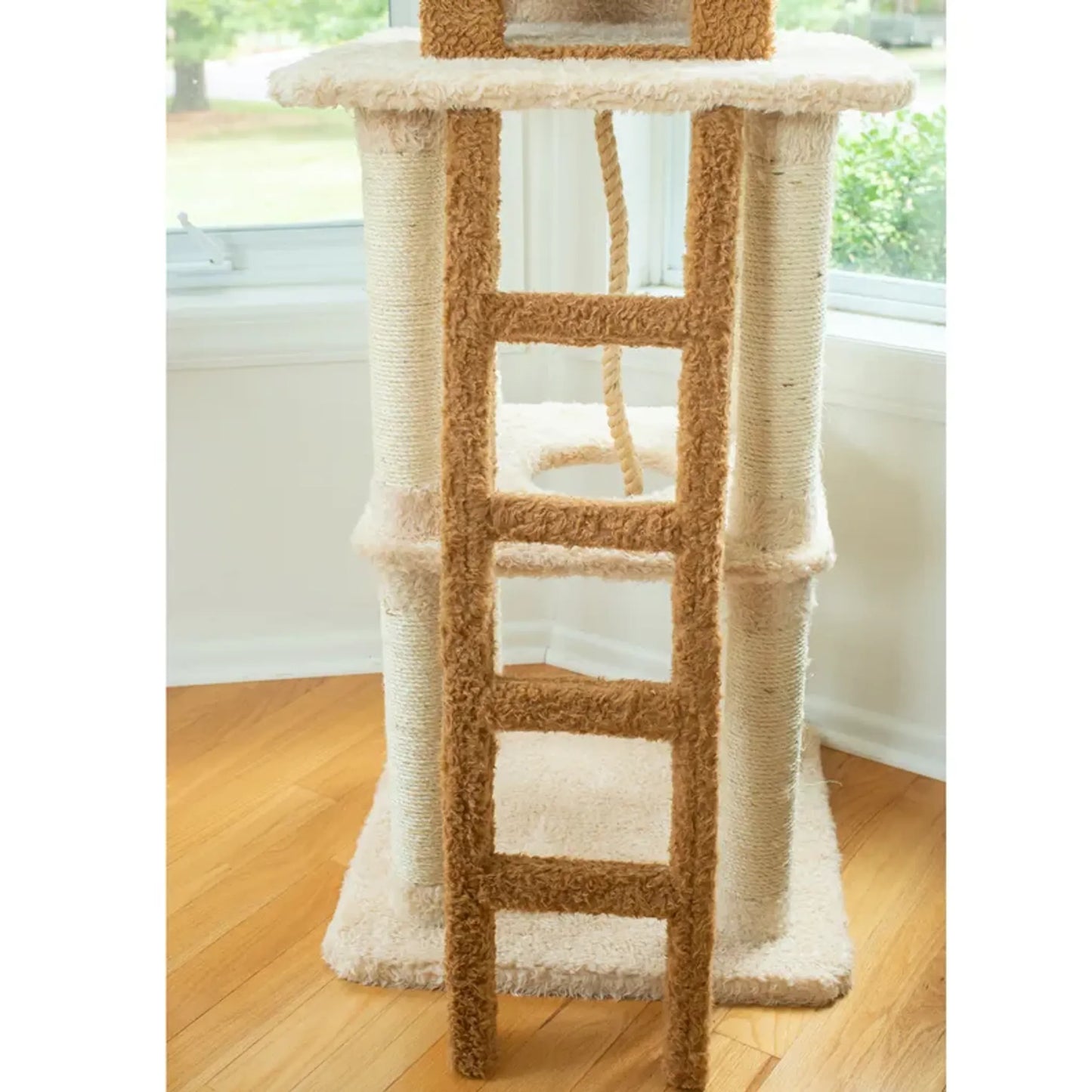 Real Wood Multi-Level Cat Tower - Fun & Comfort in One!