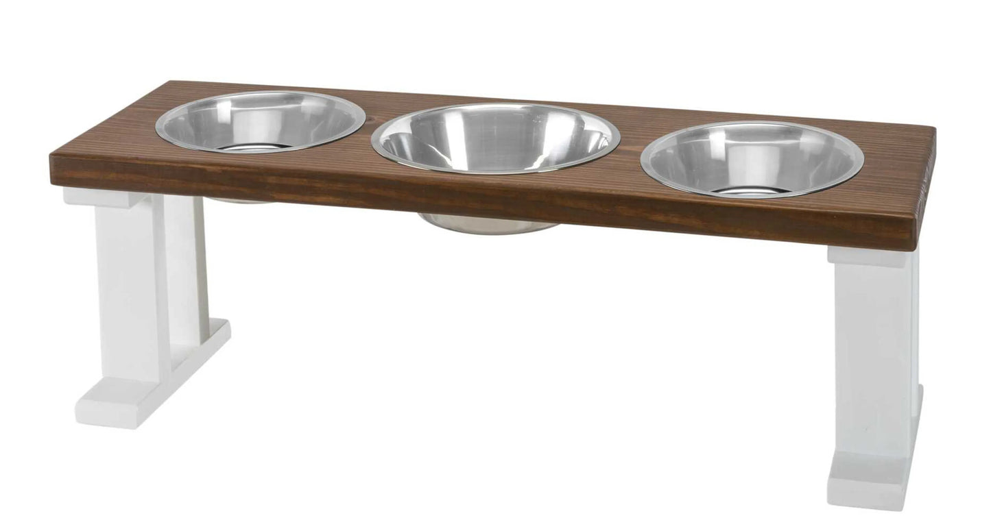 Farmhouse Elevated Pet Feeder with 3 Bowls - Convenient Pet Dining Experience