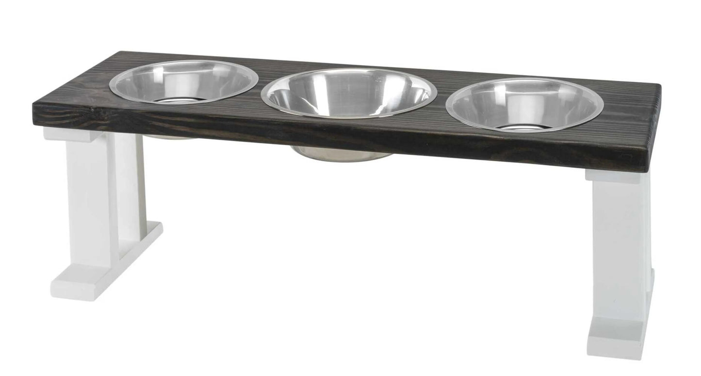 Farmhouse Elevated Pet Feeder with 3 Bowls - Convenient Pet Dining Experience