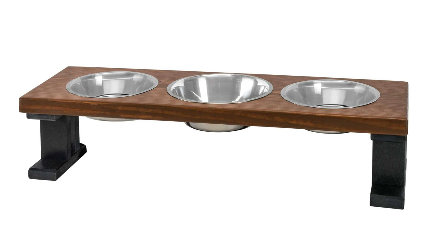 Farmhouse Elevated Pet Feeder with 3 Bowls - Convenient Pet Dining Experience