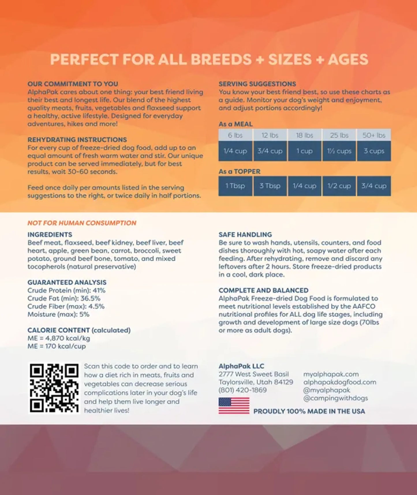 ALPHAPAK RAW FREEZE DRIED DOG FOOD - Nutritious and Tasty, 16 OZ