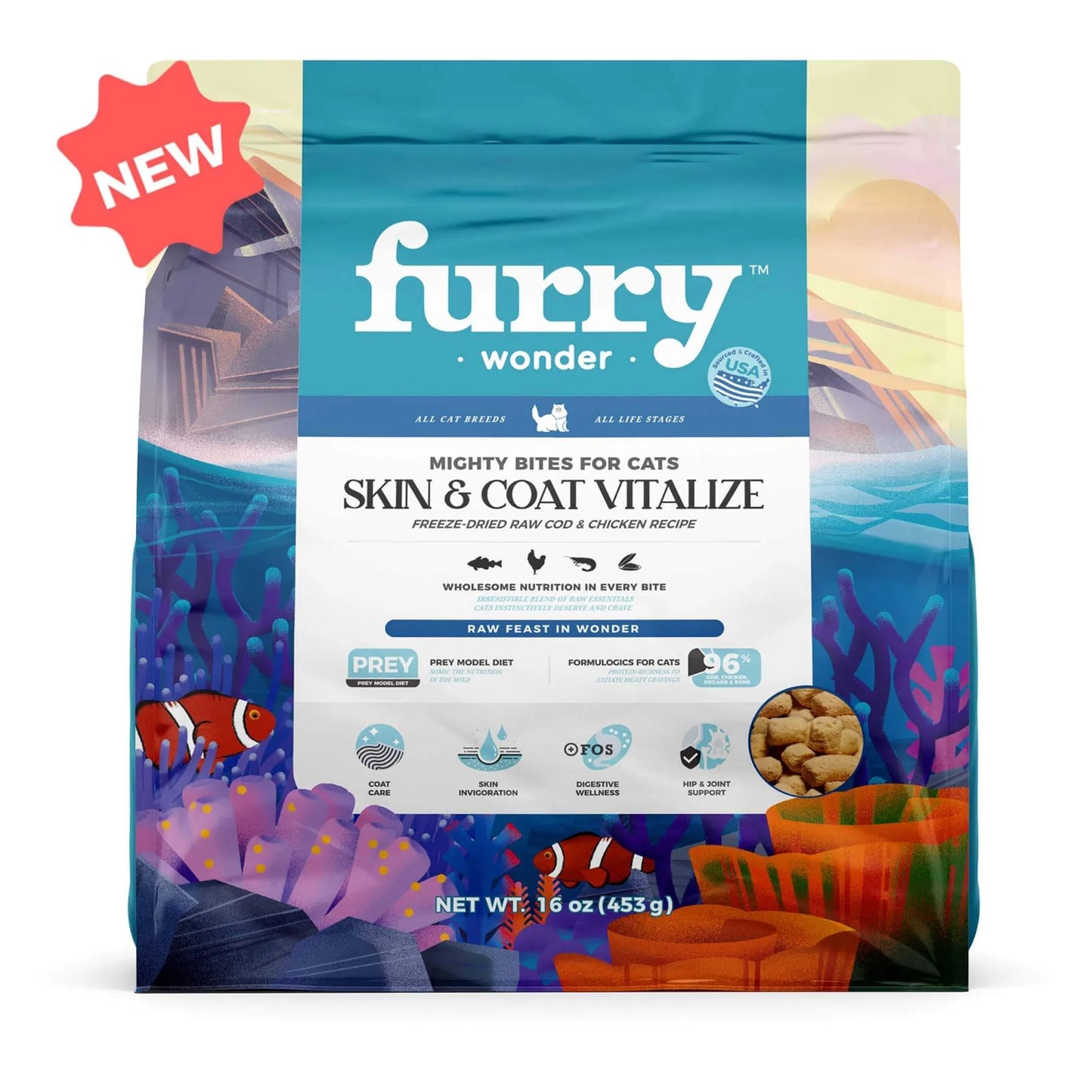 Skin&Coat Vitalize Freeze-Dried Raw Cod&Chicken Recipe - Healthy Cat Food, 8oz
