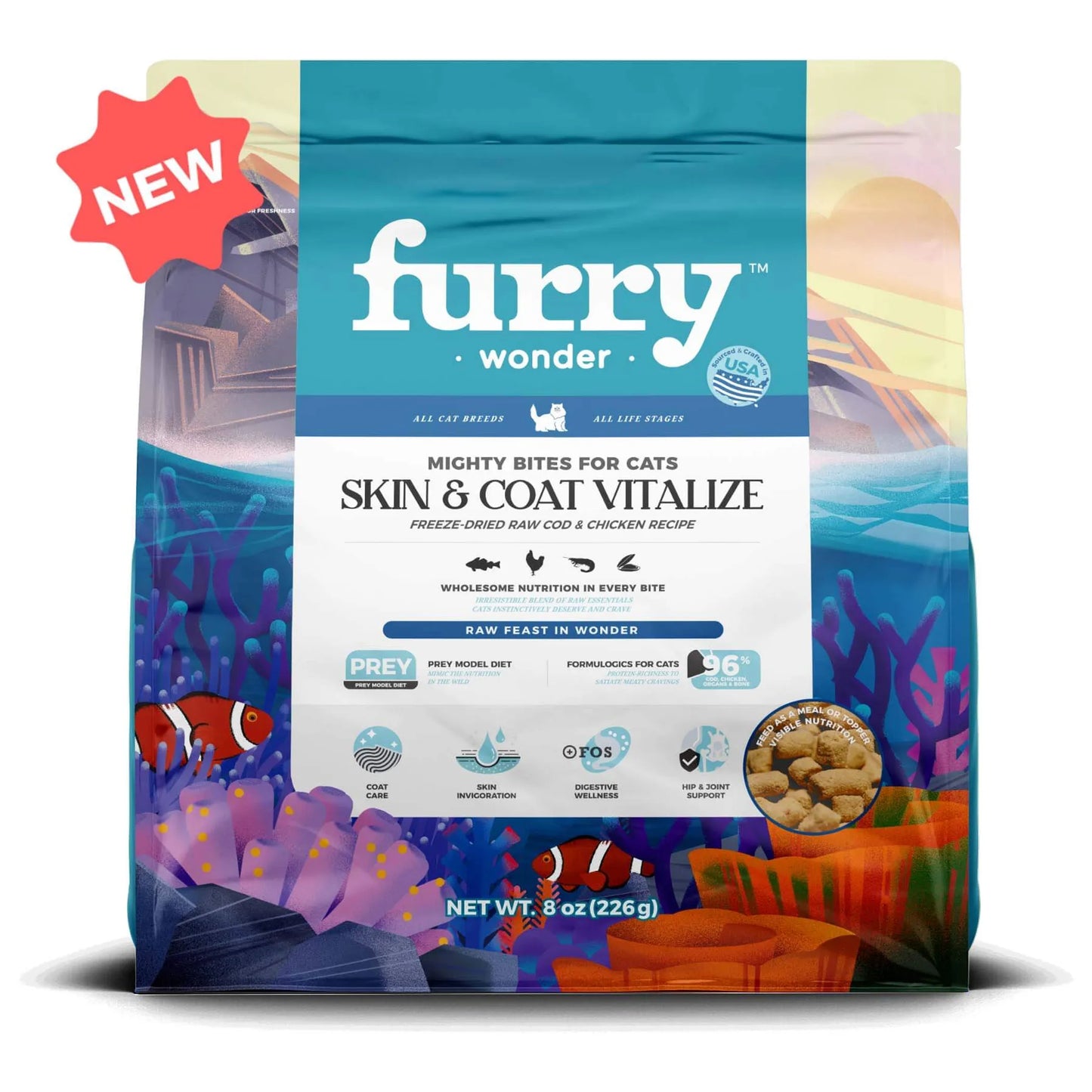 Skin&Coat Vitalize Freeze-Dried Raw Cod&Chicken Recipe - Healthy Cat Food, 8oz