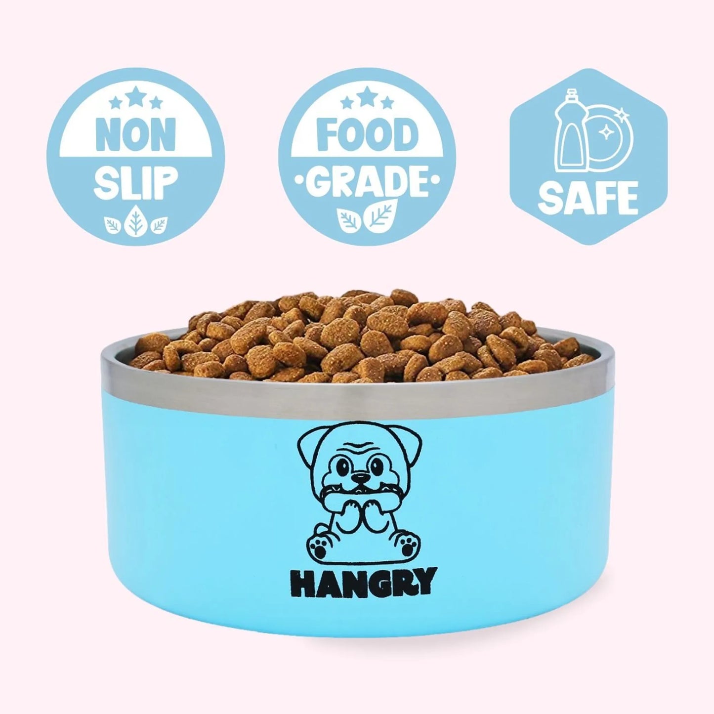 'Hangry' High-Quality Stainless Steel Dog Food Bowl