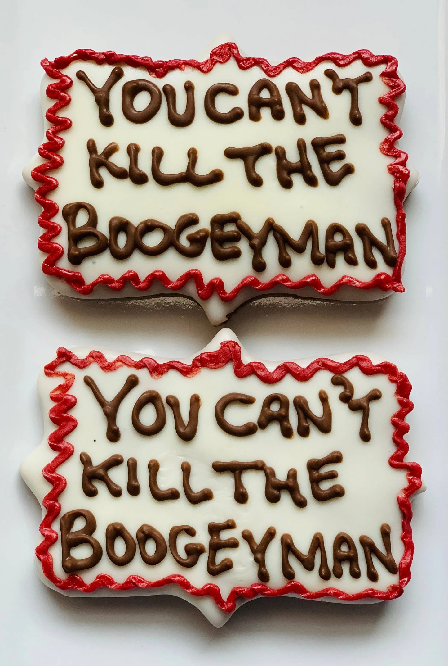 Michael Myers Dog Treat - Carob Cookies with Vanilla Icing