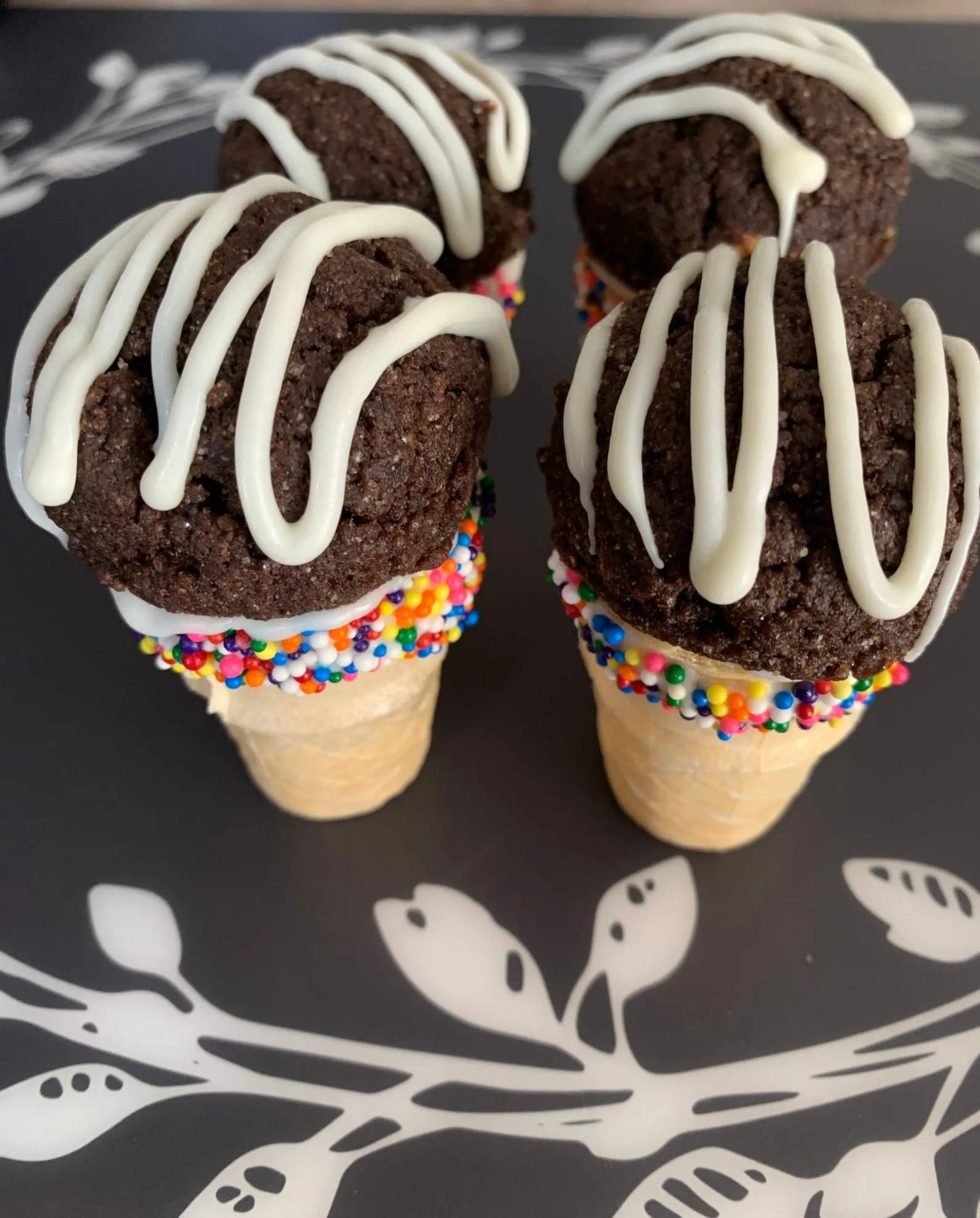Carob Haagen Dogz - Carob Cakeball on Vanilla Cone Dog Treat with Peanut Butter