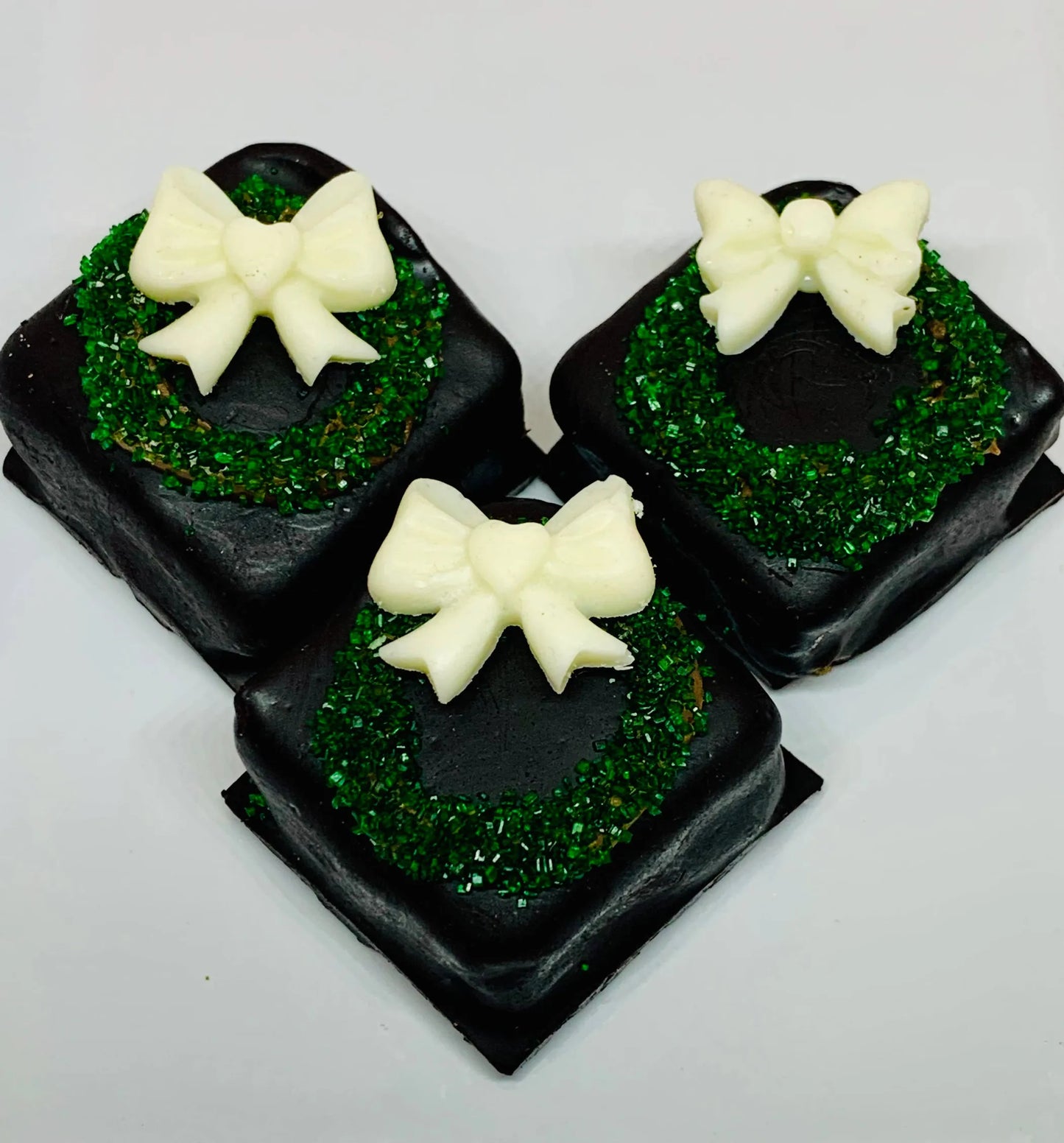 Carob Petit Fours - Small Carob Brownie with Peanut Butter Wreath