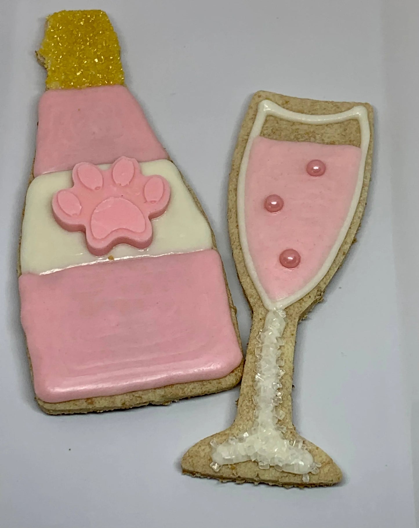 Pawty Time Dog Treat - Vanilla Cookies in the Shape of a Champagne Bottle and Glass