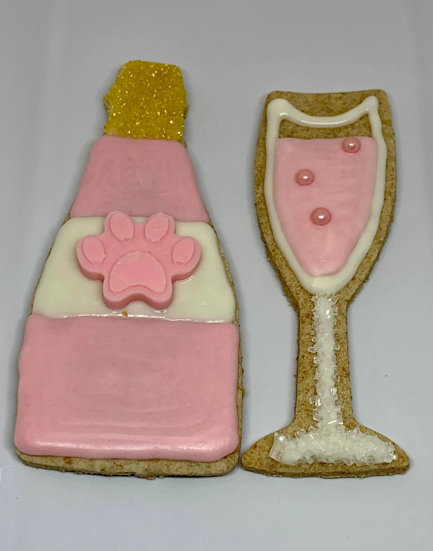 Pawty Time Dog Treat - Vanilla Cookies in the Shape of a Champagne Bottle and Glass