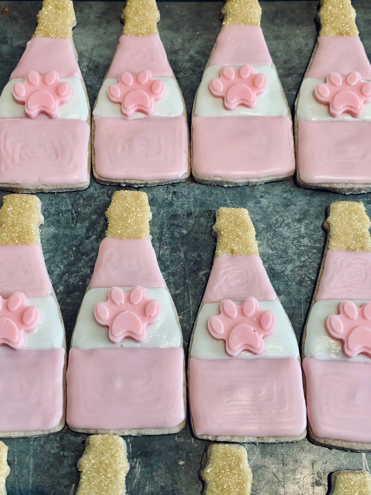 Pawty Time Dog Treat - Vanilla Cookies in the Shape of a Champagne Bottle and Glass
