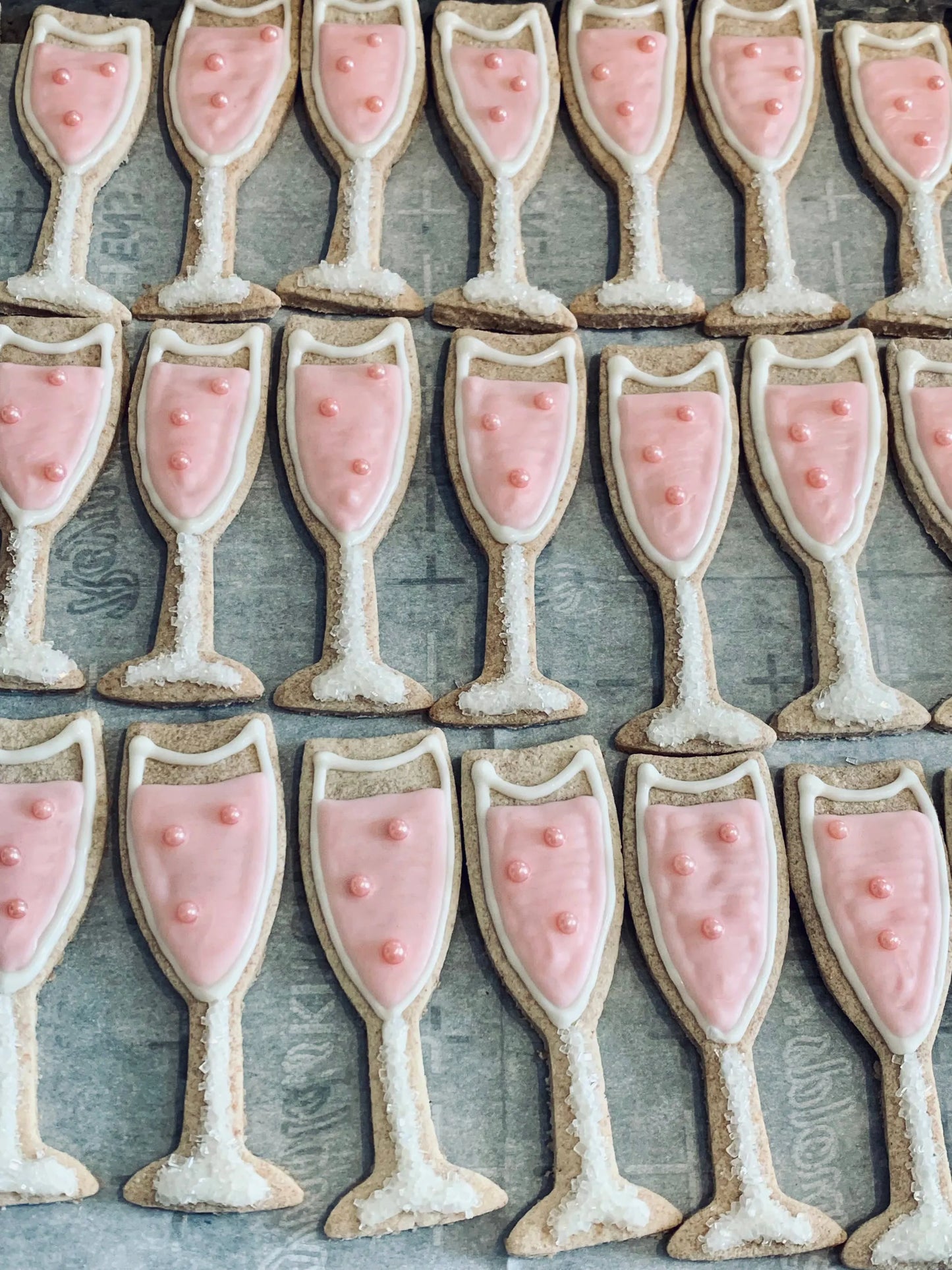 Pawty Time Dog Treat - Vanilla Cookies in the Shape of a Champagne Bottle and Glass