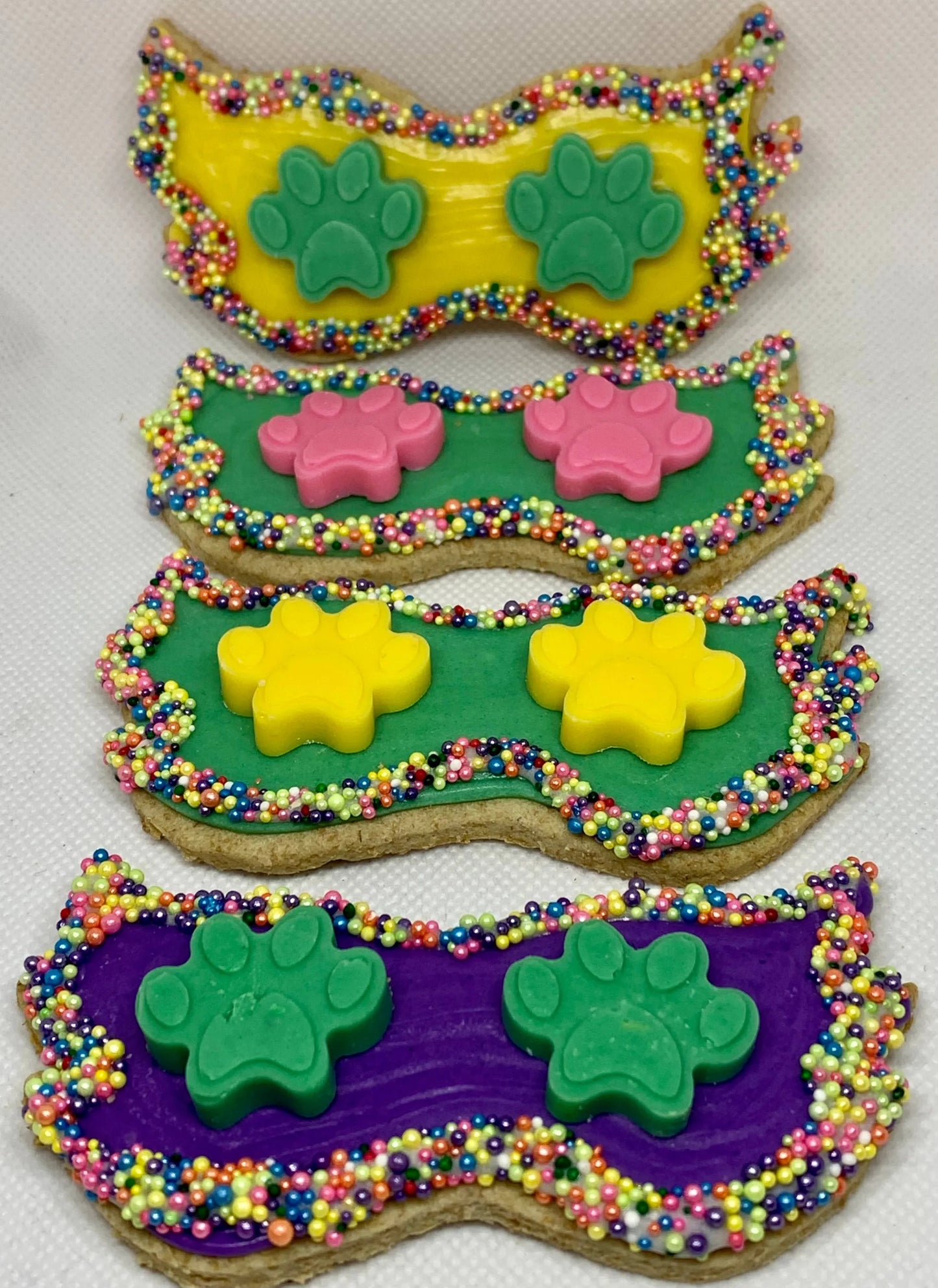 Pawty Time Mardi Gras Mask Dog Treat - Vanilla Cookie with Icing