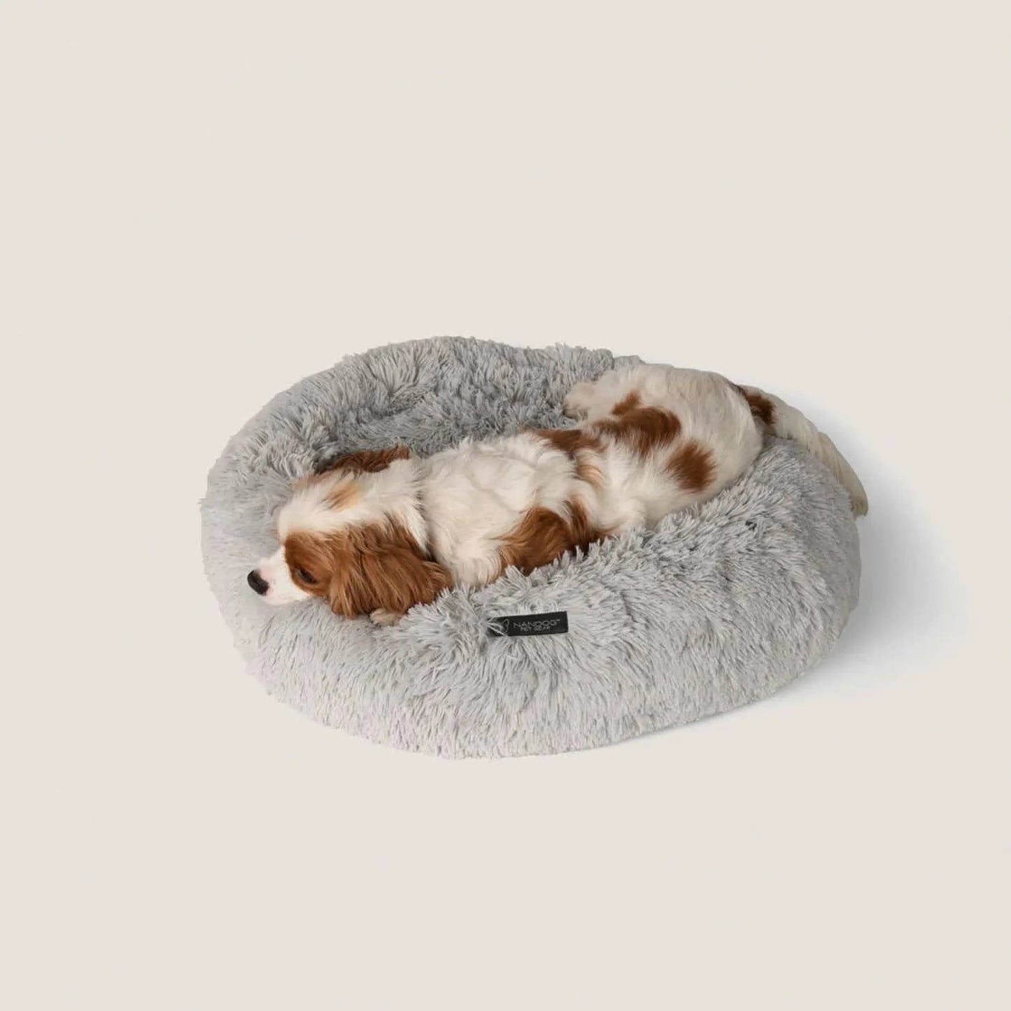 NANDOG Light Grey Calming Shaggy Bed - Comfortable Pet Bed