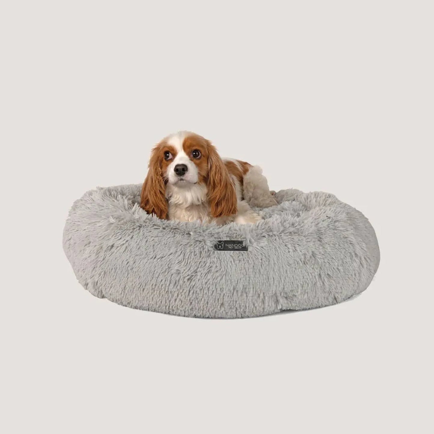 NANDOG Light Grey Calming Shaggy Bed - Comfortable Pet Bed