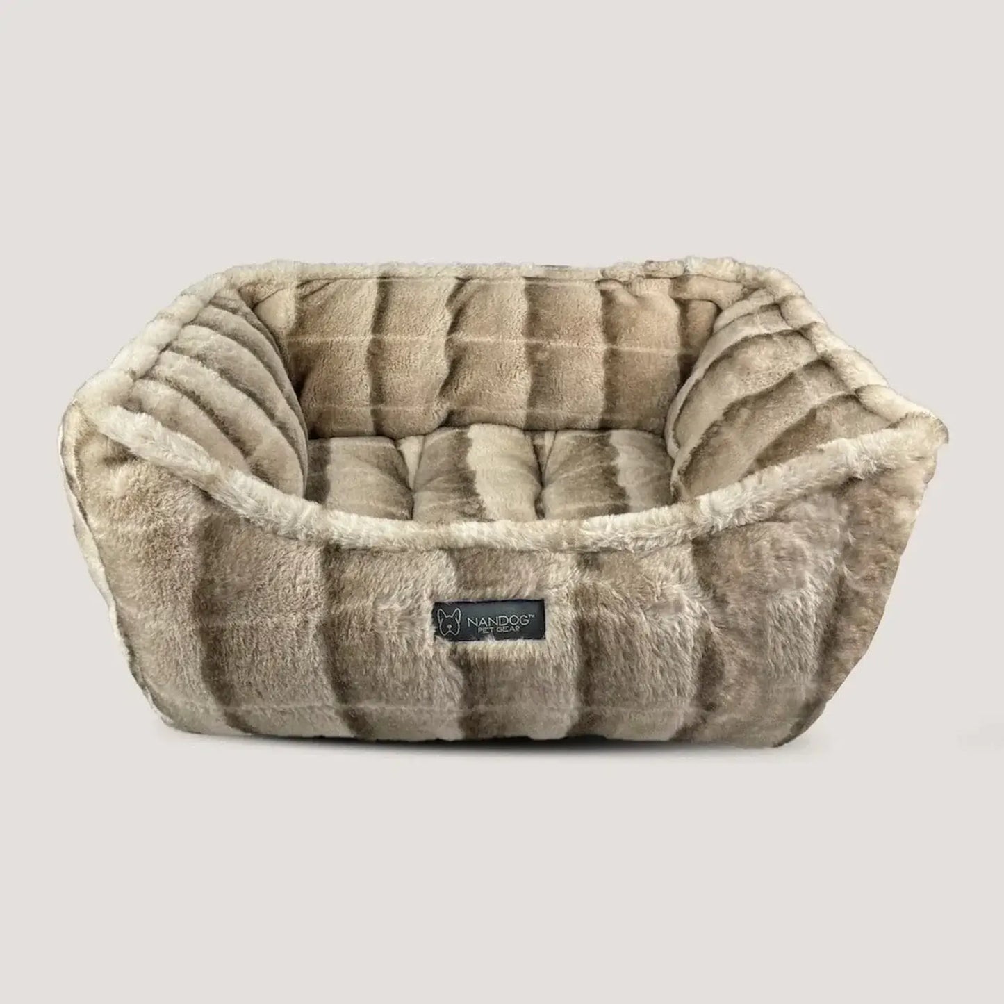 NANDOG Cloud Reversible Bed in Tan Chinchilla - Comfortable Pet Bed