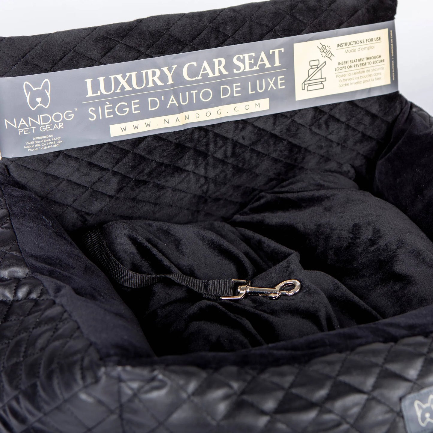 NANDOG Quilted Vegan Leather Car Seat - Safe and Comfortable Pet Travel