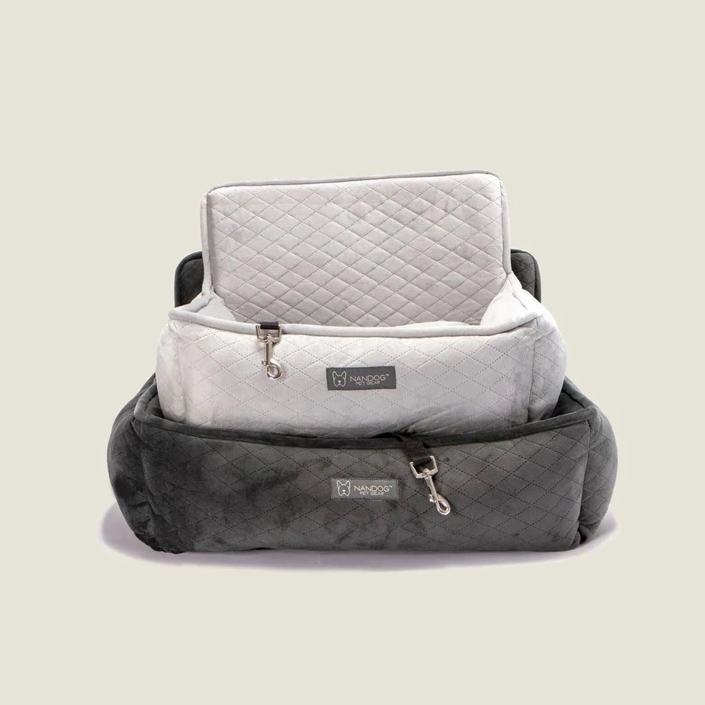 Nandog Large Dog Car Seat in Light Grey - Safe and Stylish Travel Solution