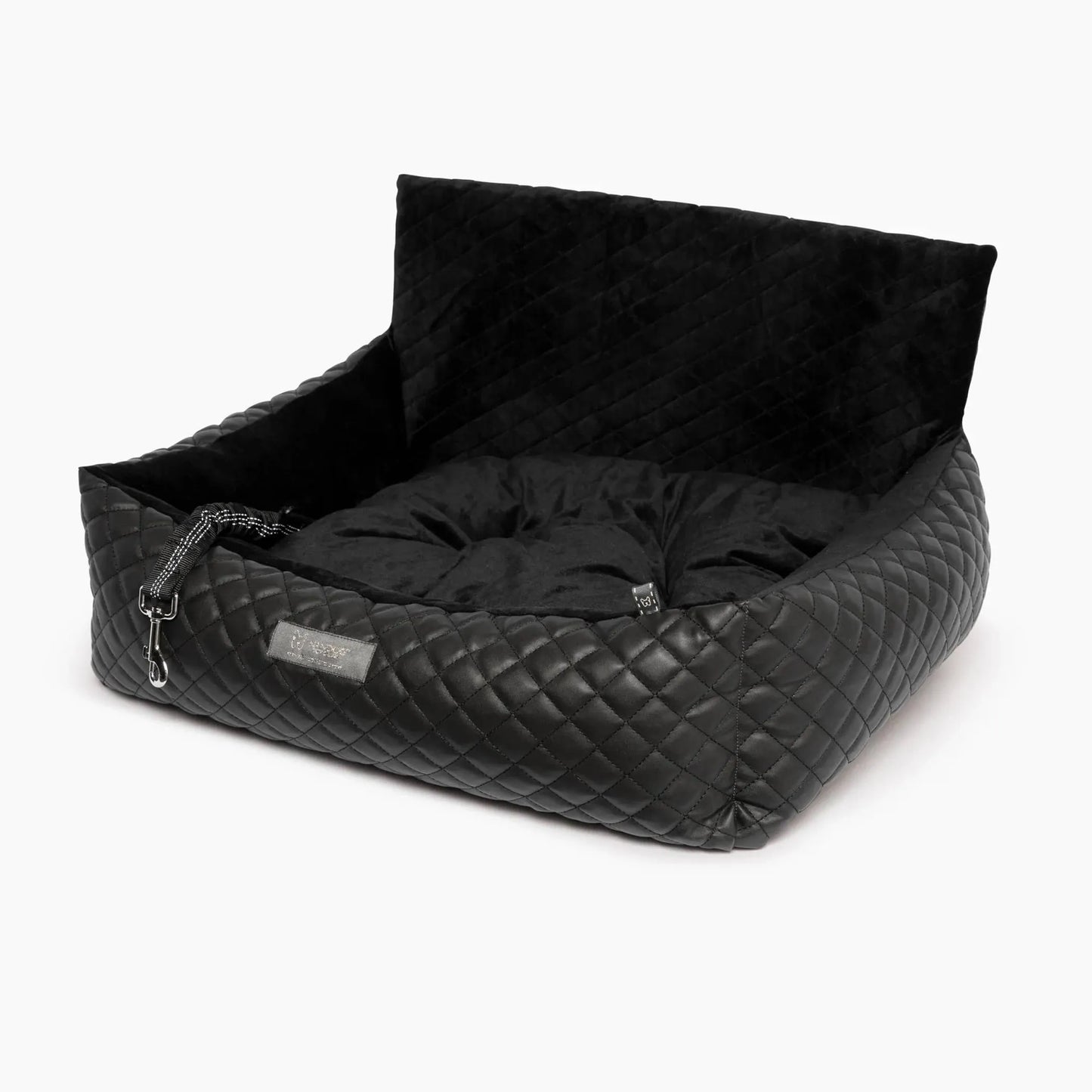 NANDOG Large Black Vegan Leather Car Seat - Safety and Comfort in Style