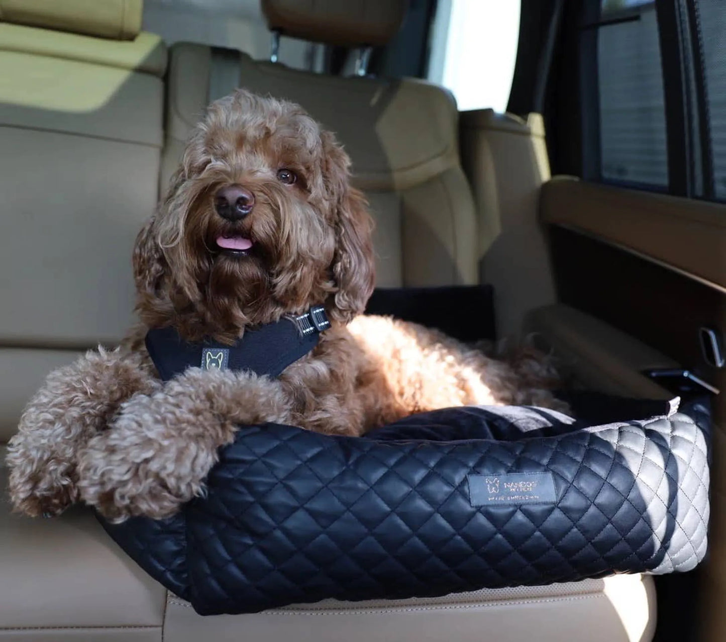 NANDOG Large Black Vegan Leather Car Seat - Safety and Comfort in Style