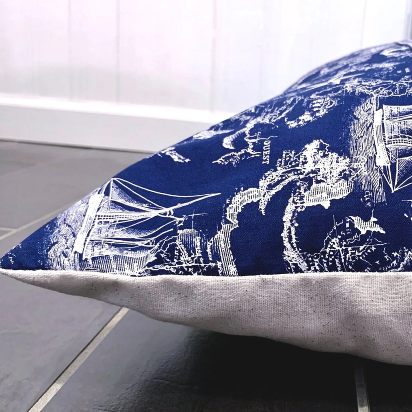 Vintage Nautical Toile Duvet-Style Dog Bed - Comfortable and Stylish