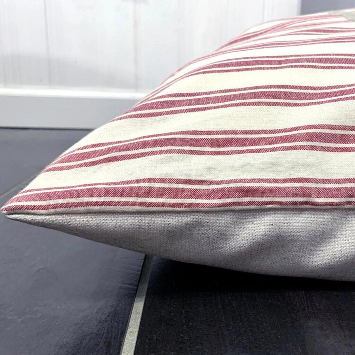 Marblehead Light Red Ticking Stripe Farmhouse Duvet Style Dog Bed - Comfortable and Stylish Pet Bed