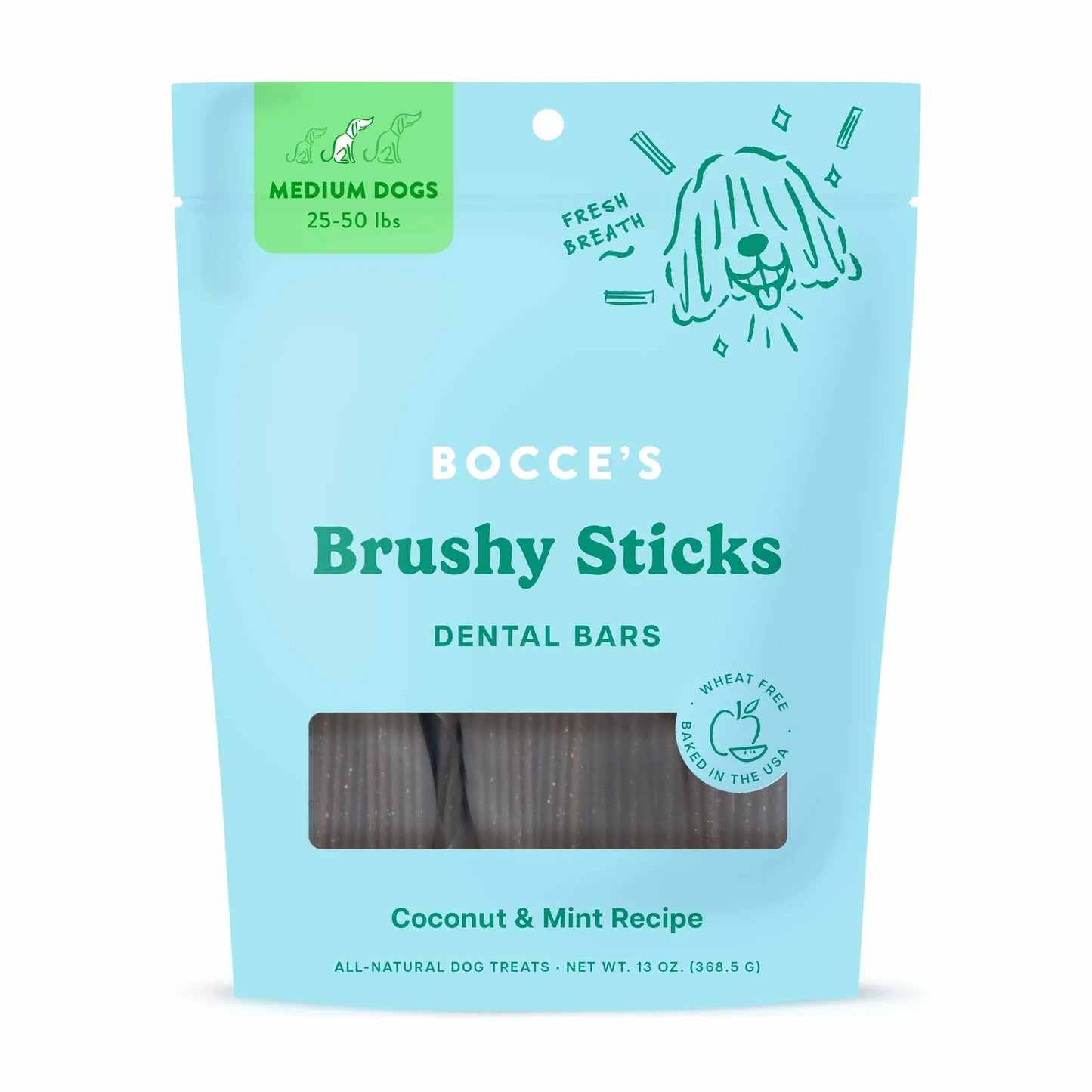 Bocce's Bakery Dailies Brushy Sticks Medium Dog Dental Treats - 13oz