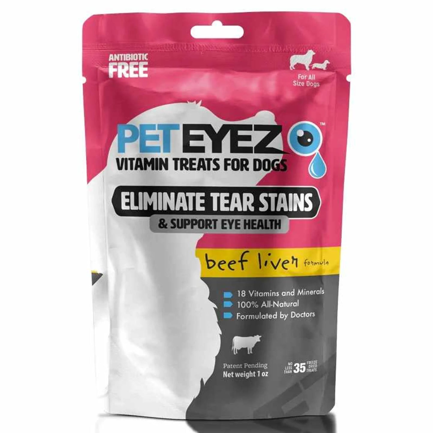 Pet Eyez Vitamin Treats - Antioxidant-Rich Beef Liver Formula for Dogs
