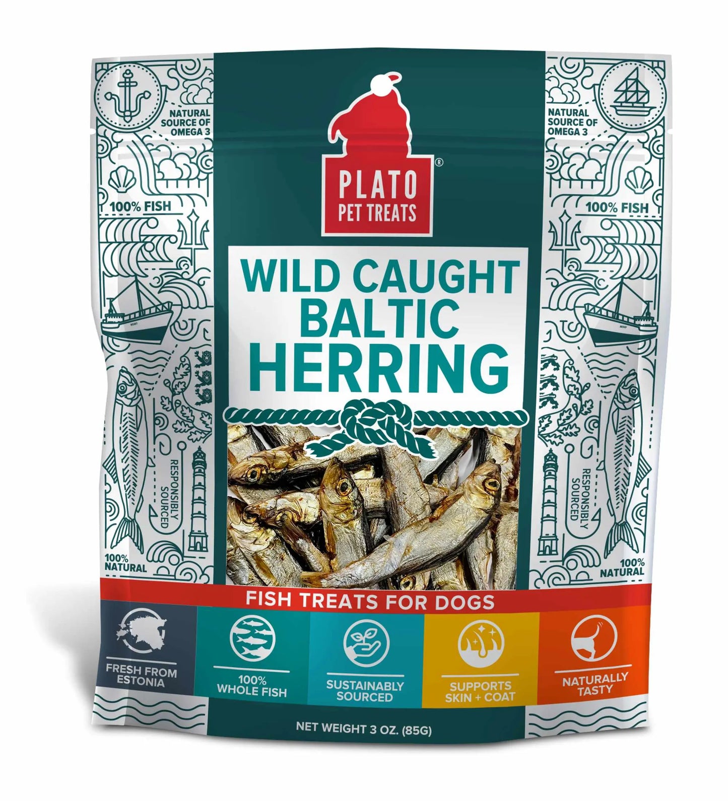 Plato Pet Treats Baltic Herring - Healthy Treats for Dogs and Cats