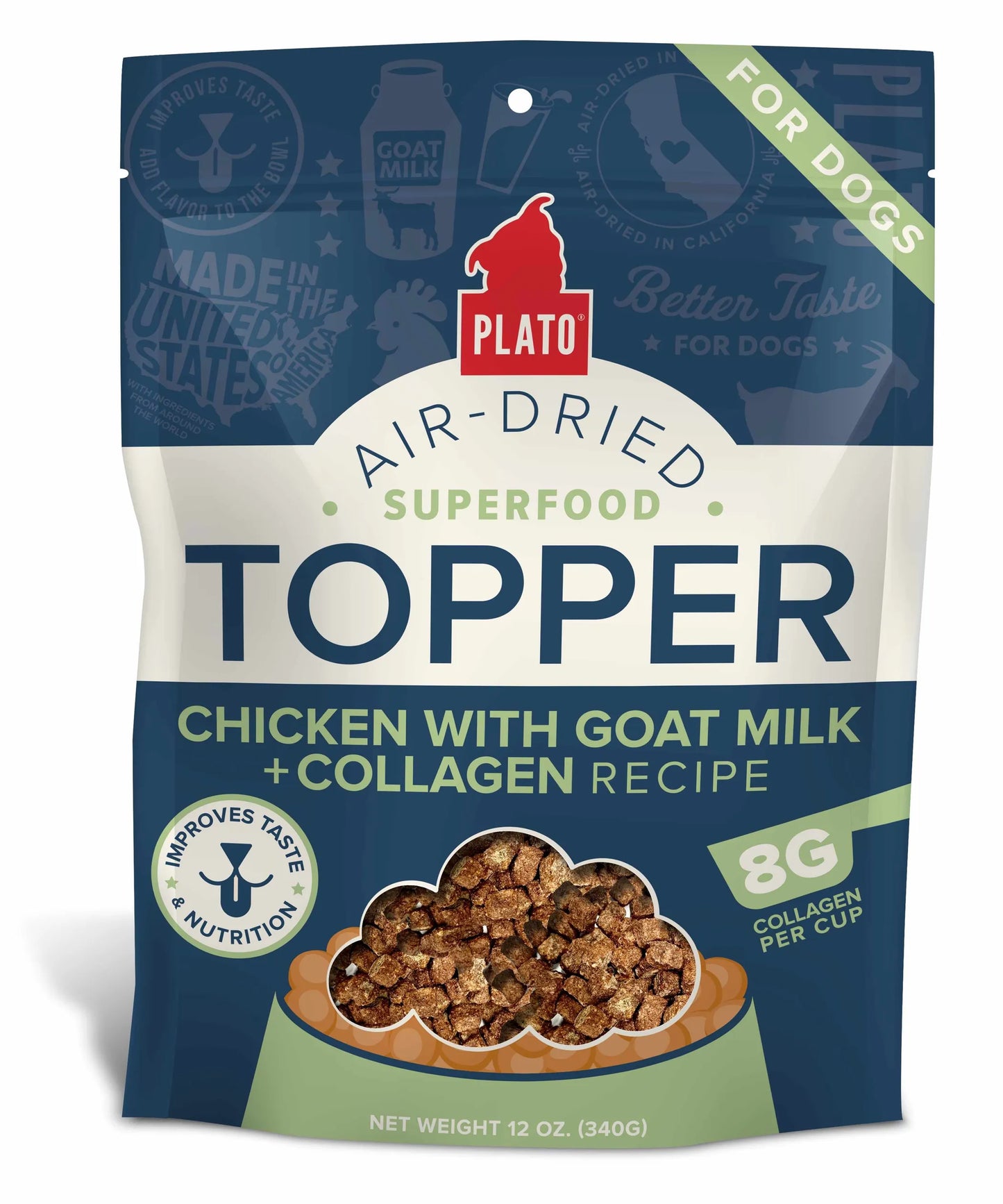 Plato Superfood Chicken, Goat Milk & Collagen Dog Food Topper for Healthy Skin & Coat